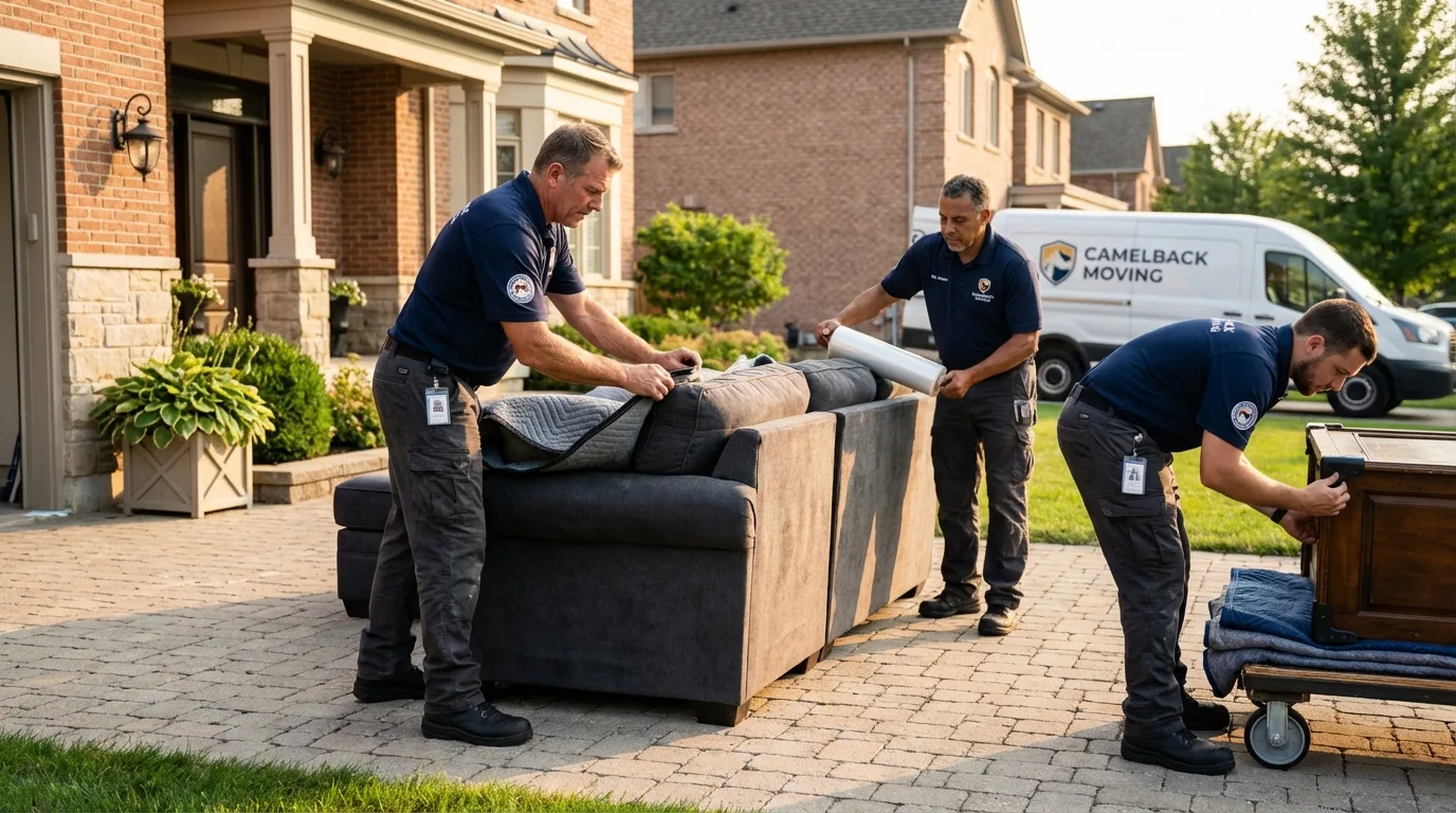 Large estate moving crew wrapping furniture in Luckey, OH